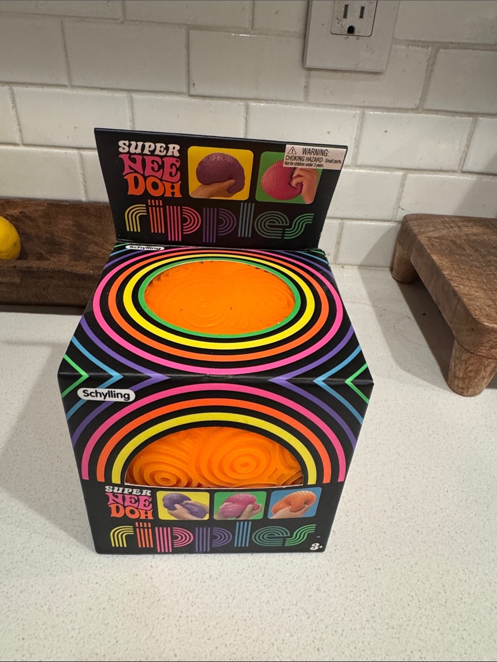 Schylling Super NeeDoh Ripples Sensory Toy - Bright Orange